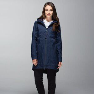 Lululemon Women's Inkwell Blue Long Sleeve Right As Rain Parka Jacket Size 8